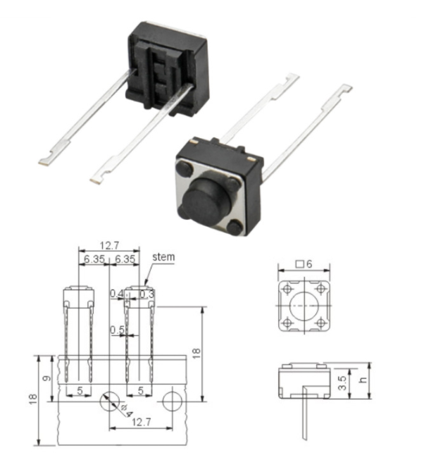 长两脚轻触开关图纸 长两脚轻触开关图纸