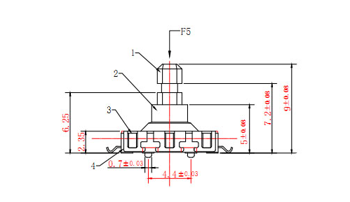 五向开关尺寸图 五向开关尺寸图